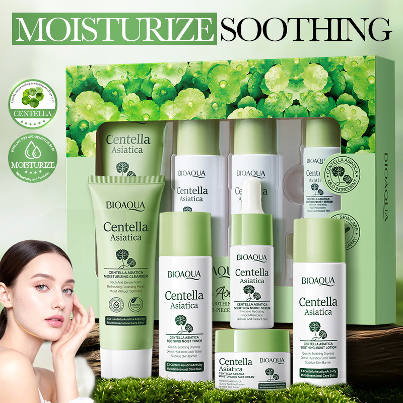 Skincare Bioaqua - 5-teiliges BIOAQUA Centella Asiatica Hautpflegeset Feuchtigkeitsspendende