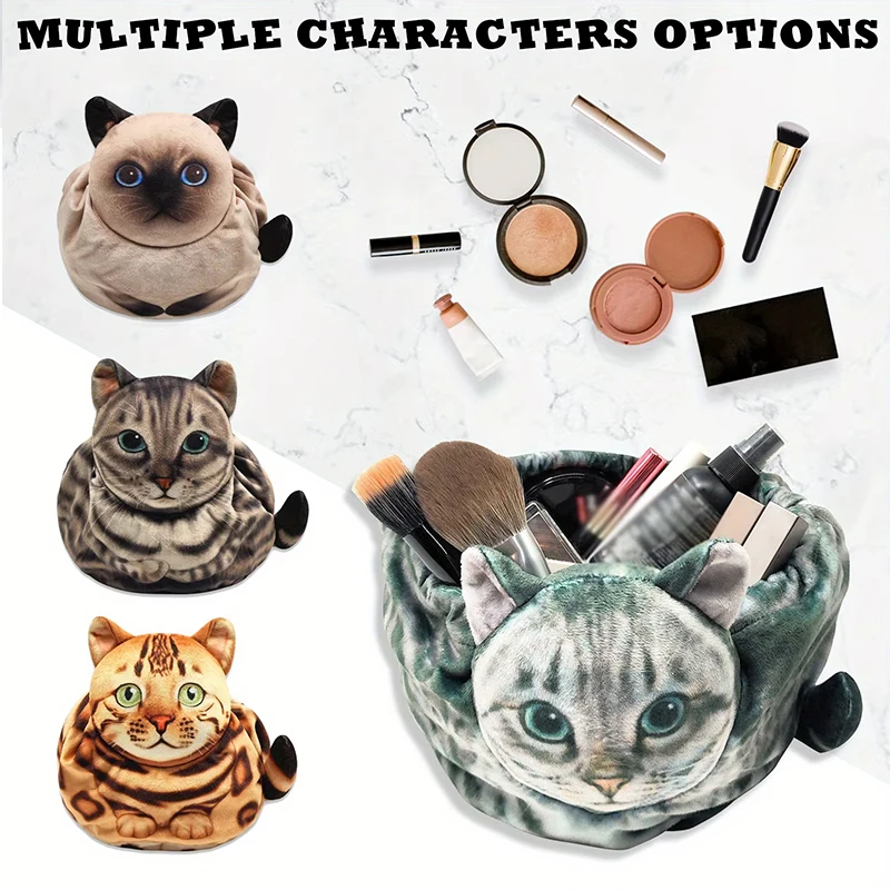 Skincare Animate - Kosmetik-Aufbewahrungstasche in Katzenform, niedliche Make-up-/Hautpflege-Organizer-Tasche in