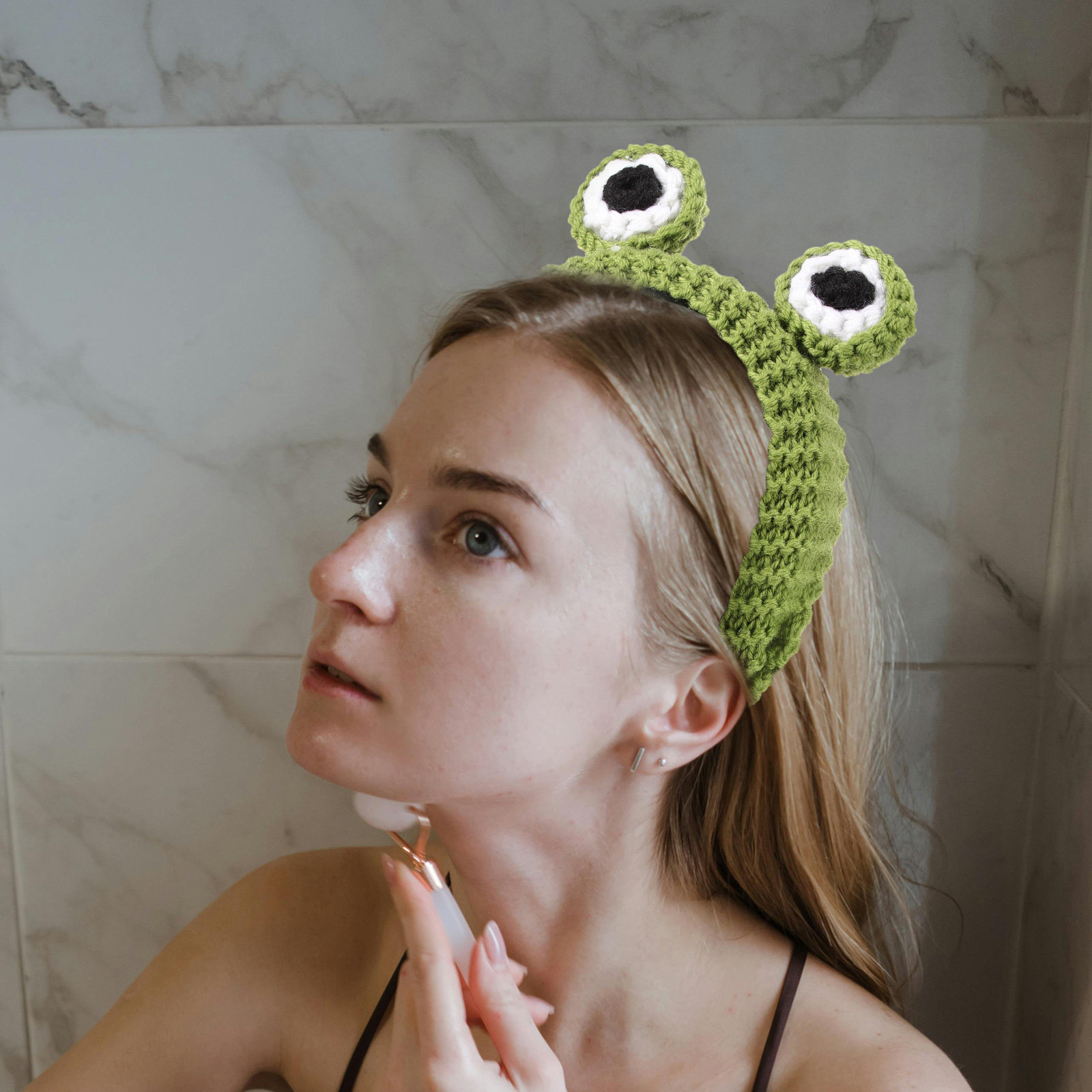 Skincare Animate - 2 Stück Froschaugen-Stirnband, Grob Gestricktes Tier-Haarband,