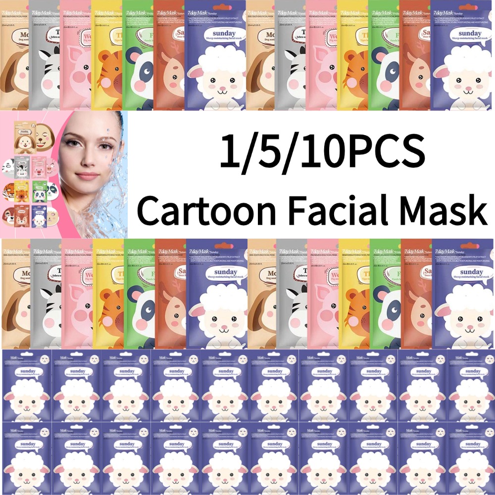 10PCSCute Cartoon Gesichtsmask – Skincare Animate Bewertung und Preis